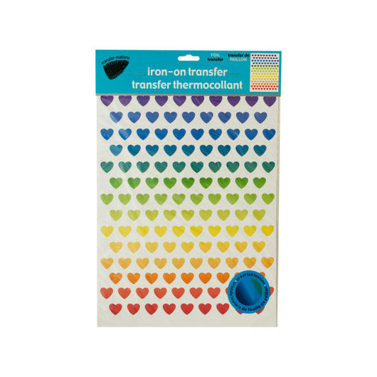 Iron-On Foil Rainbow Hearts Transfers Set