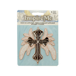 Cross With Leaves Iron-On Applique