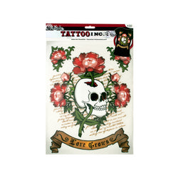 Iron-On Love Grows Skull Tattoo Transfer