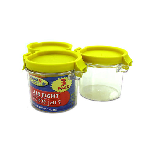 Airtight Spice Jars, Package Of 3, Assorted Colors