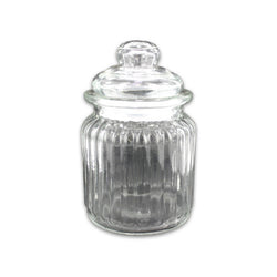 Clear Ribbed Glass Jar Countertop Display