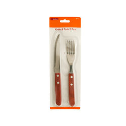 Knife And Fork Set With Red Wooden Handles