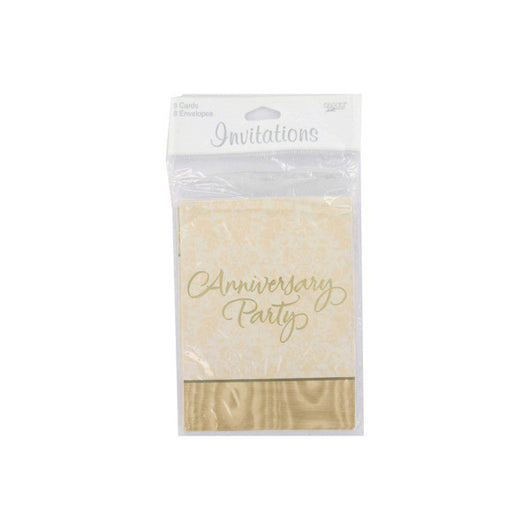 Gold Splendor Anniversary Party Invitations, Pack Of 8