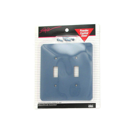 Grey/Blue Double Switch Plate