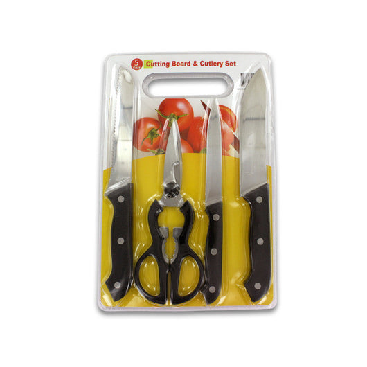 Cutting Board And Cutlery Set, 5 Pieces