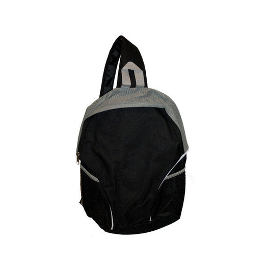 Black/Grey Sling Strap Backpack With Mesh Pockets