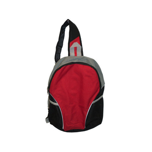 Red/Black Sling Strap Backpack With Mesh Pockets