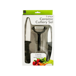 3-Piece Ceramic Cutlery Set With Anti-Slip Handles