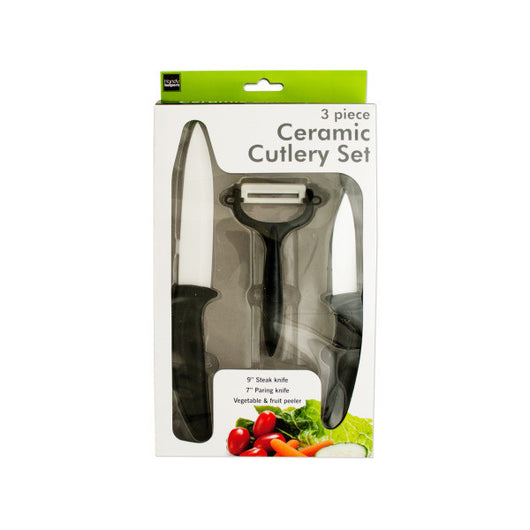 3-Piece Ceramic Cutlery Set With Anti-Slip Handles