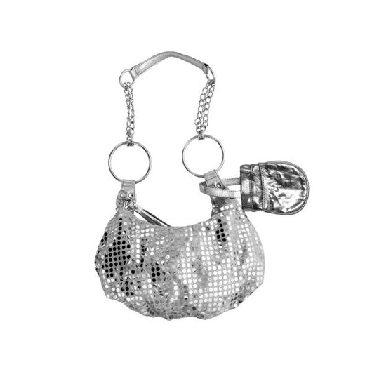 Sparkling Silver Handbag With Cell Phone Case