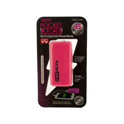Pink Pocket Juice Rechargeable Power Bank With Usb Cable