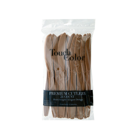 24 Pack Mocha Plastic Knives