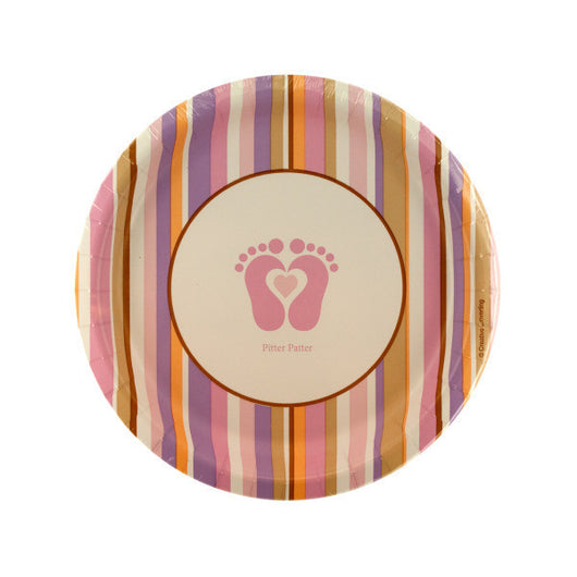 8 Pack Tiny Toes Pink Plates 6 7/8 Inch