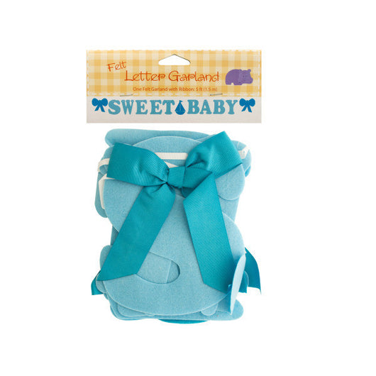 Sweet Baby Blue Felt Letter Garland With Ribbon