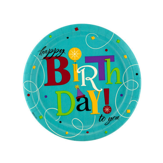 8 Pack Happy Birthday To You Plates 8 3/4 Inch
