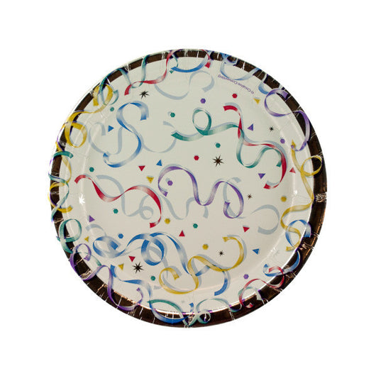 8 Pack Shiny Streamers Foil Plates, 6.75 Inch
