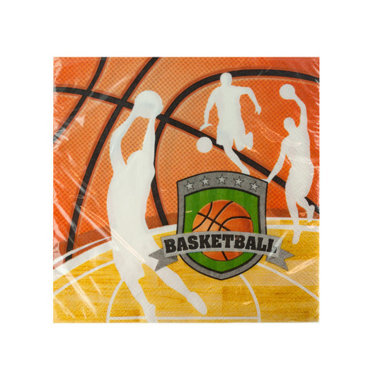 16 Pack Team Sports Basketball Lunch Napkins 12 7/8 X 12.75