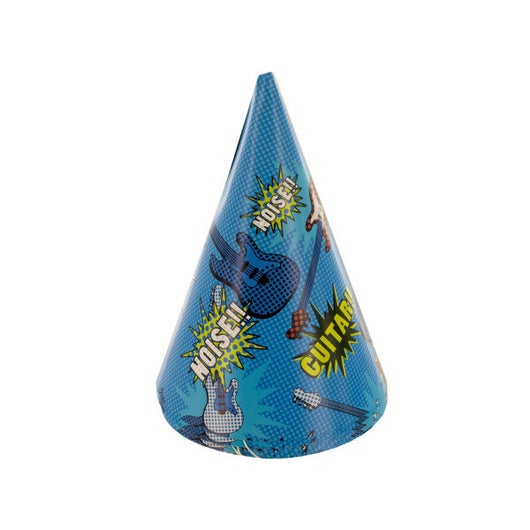6 Pack Boy Rock Party Hats