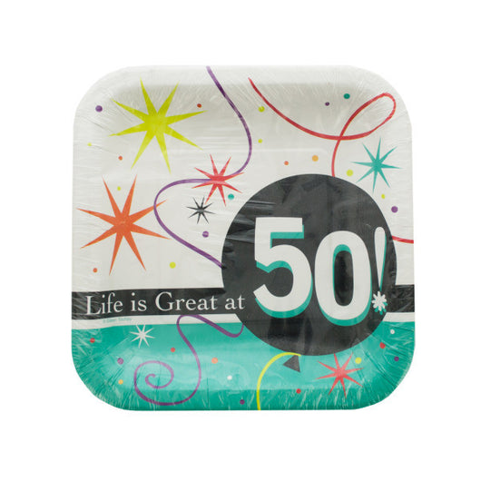 Life Is Great At 50 Square Luncheon Plates Set