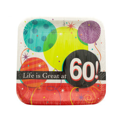 Life Is Great At 60 Square Dinner Plates Set