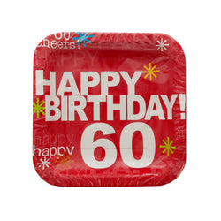 Time To Party! 60 Square Luncheon Plates Set