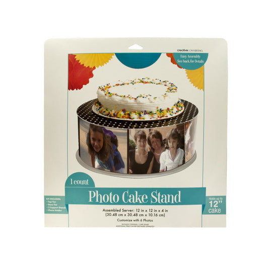 Black And White Polka Dot Photo Cake Stand