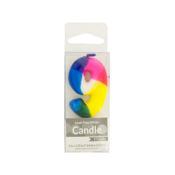 Numeral 9 Tie Dye Birthday Pick Candle