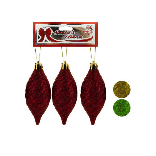 Christmas Glitter Swirl Drop Ornament Set