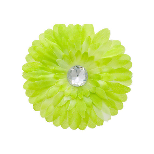 6 Pack Lime Green Fabric Daisy With Jewel