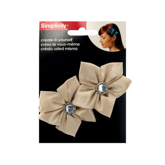 Simplicity 2 Pack Champagne Satin Flower/Gem Headband Accent