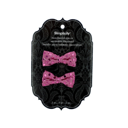 Simplicity 2 Pc Pink Glitter W/Sequin Bows Headband Accents